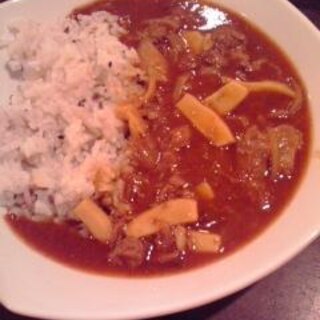 牛スジ肉とキノコのカレーライス